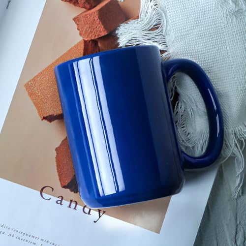 15 OZ Coffee Mug, Classic Blank Ceramic Cup with Large Handle for Tea Latte Cappuccino, Blue - Image 4