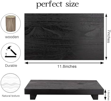 Wood Bathroom Tray Farmhouse Decor Kitchen Soap Holder, 11.8"x7" Black - Image 3
