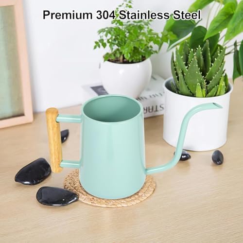 Watering Can Indoor Plants, 35 oz/1000 ml Metal Stainless Steel Watering Can Pot with Long Spout for Indoor House Plants Bonsai Outdoor Garden Flower Decorative (Green - Image 4