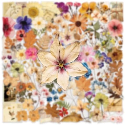 200PCS Transparent Flora Scrapbook Stickers, Vintage Aesthetic Flowers Sticker for Scrapbooks Travel Journal, Vinyl Waterproof for Water Bottles Laptop Phone Scrapbook Supplies DIY Crafts(flower-200) - Image 2