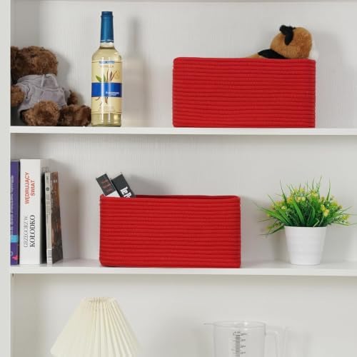 3 Pack Storage Baskets for Organizing, 13.7×9.5×6.3", Red - Image 6