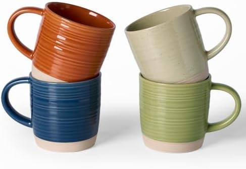 famiware Coffee Mugs Set of 4, 13 oz Mug Set, Ceramic Cup Set with Handle by Famiware