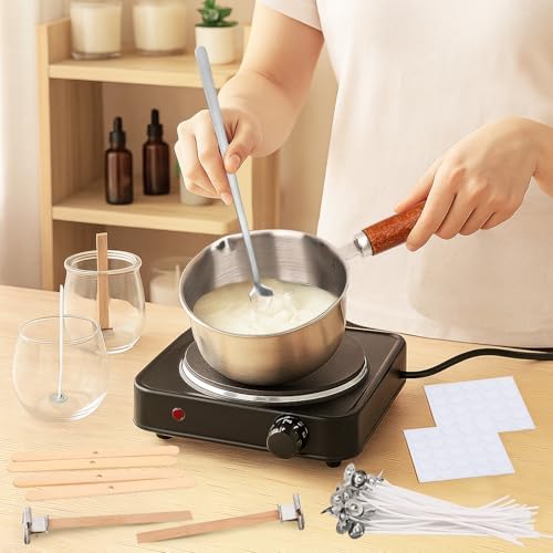Candle Wicks for Candles Making,Including Melting Pot,2 Types Candle Wick,Wick Stickers,Wick Holders,Wick Placing Tube,All-in-One Starter Set for DIY Soy, Beeswax, Paraffin Candles - Image 3