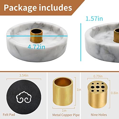 Natural Marble Palo Santo Holder,Incense Burner for Palo Santo Sticks, Handmade Stick Incense Holder Ideal for Smudging, Incense Burning, Decoration.Easily Grab All Incense Ash (White) - Image 2