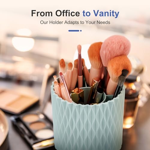 Pencil Holder - 360° Rotation, 5 Slot Desk Supplies For Women Office Aesthetic. Pen Holder For Office&School, Desk Accessories(Blue) - Image 3