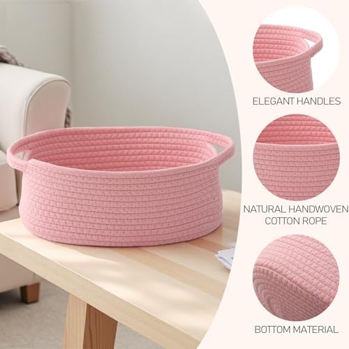 JMvicyroam Small Woven Basket, Empty Gift Basket, Pink/1 Pack - Image 3