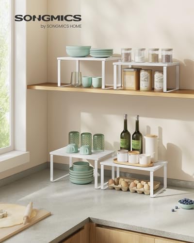 SONGMICS Cabinet Organizer Shelf, Set of 2 Spice Rack, Kitchen Storage - Image 2