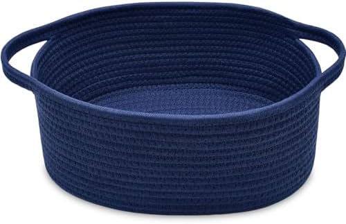ABenkle Small Basket with Handles, Boho Decorative Rope Woven Dog Cat Toy Storage Bin Shelf Storage Organizer, Easter Christmas Gift Basket, 12"x8"x5" by ABenkle