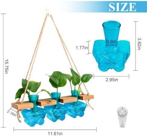 XXXFLOWER Plant Propagation Station Wall Hanging Butterfly Shaped Vase Blue - Image 2
