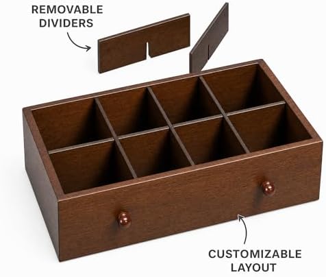 Solid Wood Desk Organizer with Drawer and Adjustable A4 Tray - Image 6