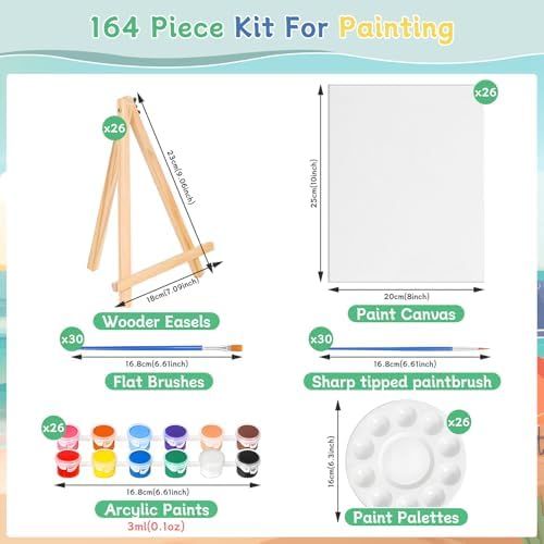 26 Set 8x10Inch Canvas and Easel Set, 164pcs Painting Supplies Kit - Image 2