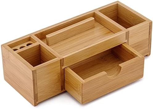 Bamboo Desk Organizer – Durable Office Wood Desk Organizer with Drawers, Storage Compartments, Pen Holder, and Phone Holder- Home and Office Desk Organizers and Accessories - Image 2