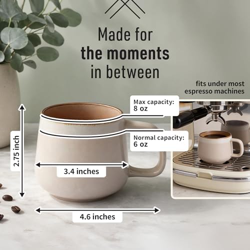 Ava Nord Small Stoneware Ceramic Coffee Mugs Set of 4-6 oz - Rose Sand - Image 2