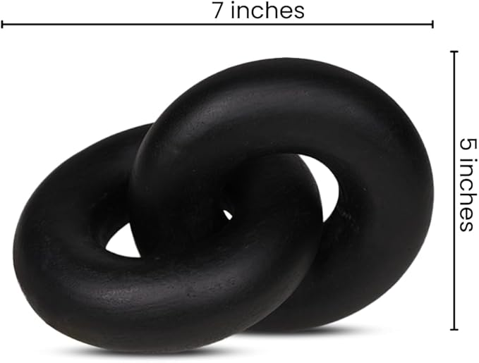 Homebia Designs Decorative Wooden Knot - 7x5.2x3 Inch - Black