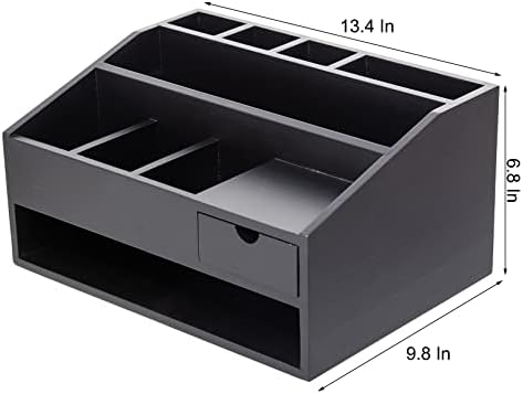 Wood Desk Drawer Organizers with File Organizer Pen holder Office Decor combo for Desk Organization Home can arrange office supplies such as calculators scissors pens note papers, etc. (black) - Image 2