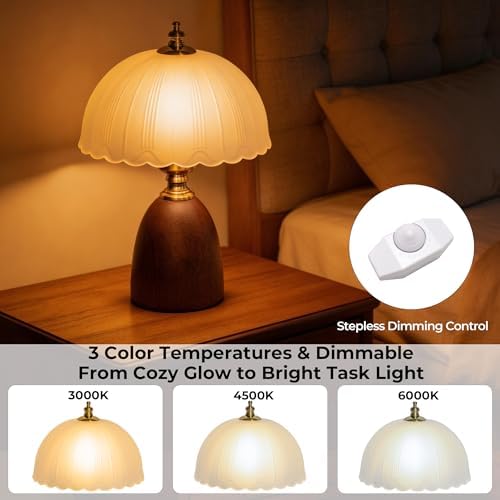 Small 13 Inch Dimmable Rubberwood Table Lamp - Image 6