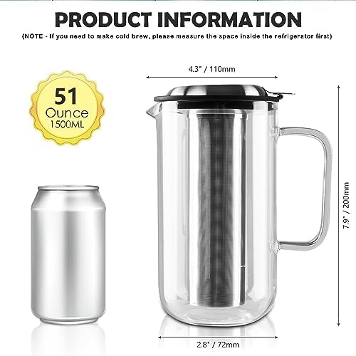 Aquach 51oz Glass Teapot with Infuser, Stovetop Safe Borosilicate Tea Pot - Image 3