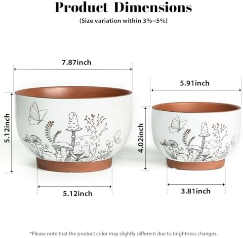 Terracotta Pots, 8+6 Inch Plant Pots, 2 Pcs with Drainage Holes - Image 6