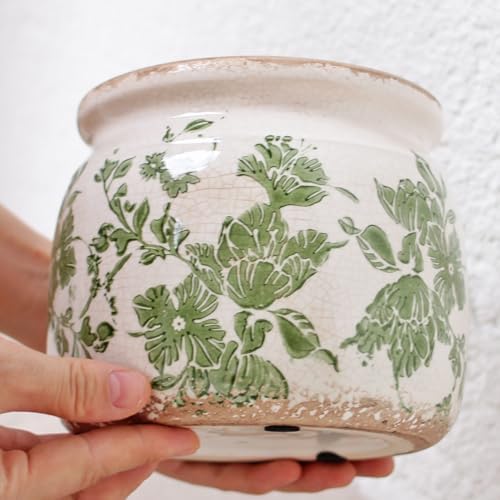 Tuscan Ceramic Indoor Plant Pot, Rustic Farmhouse Vase for Home Decor - Image 6