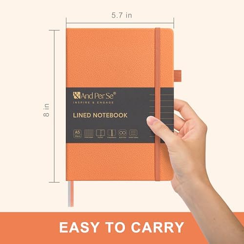 &And Per Se Lined Journal Notebook, 160 Pages, A5 5.7 x 8 inches College Ruled Thick Paper Notebook Journals for Writing, Hardcover Notebooks for Women Men Office School (1 Pack, Pumpkin Orange) - Image 2