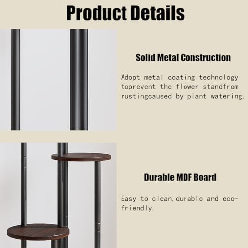 AZERPIAN Plant Stand Indoor Tall Corner Tiered Shelf 5 Tier Metal MDF Board - Image 5