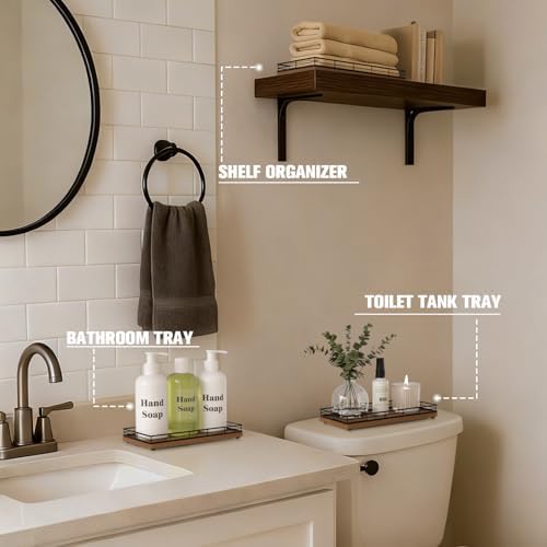 Bathroom Vanity Tray for Countertop, 12" x 6" Acacia Wood Toilet Tank Tray - Image 4