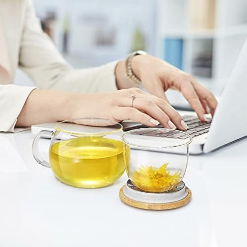 13oz Clear Glass Tea Mug with Filter and Lid for Blooming & Loose Leaf Tea - Image 2