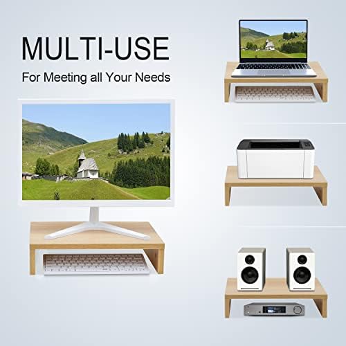 TEAMIX Wood Monitor Stand Riser for Desk - 14.2 inch, Small Laptop Stand - Image 2