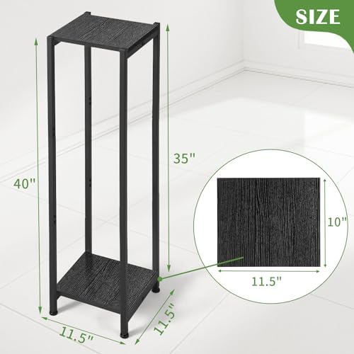 Dipion 40 Inch Extra Tall Plant Stand Indoor,2 Tier Pedestal Stand,Black - Image 5