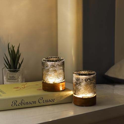 Mini Soft Warm Light Lamp Battery Operated Portable Night Light with Timer, Small Glass Vintage Dim Sleep Nightlights, Battery Powered Wireless Night Lights for Adults (1), M2-1-4 - Image 5