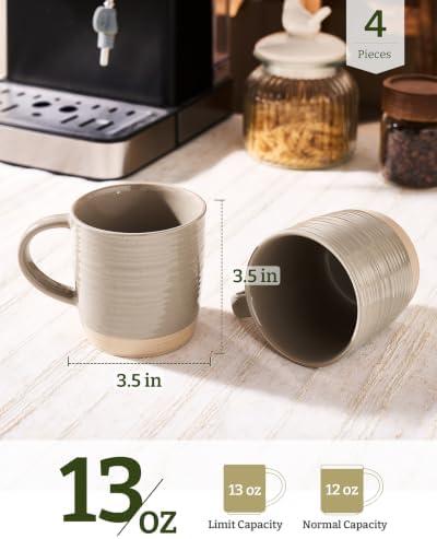 famiware Coffee Mugs Set of 4, 13 oz Mug Set, Ceramic Cup Set with Handle - Image 3