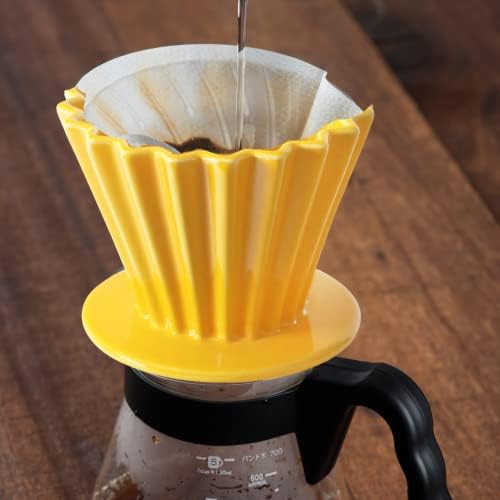 Needzo Pour Over Coffee Dripper Yellow Ceramic Slow Brewing Accessories for Home, Cafe, Restaurants, Reusable Barista Brew Cup, 4.5 x 3.5 - Image 4