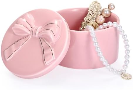 Hipiwe Ceramic Jewelry Box with Bow Bridesmaid Shower Gifts Trinket Dish by Hipiwe