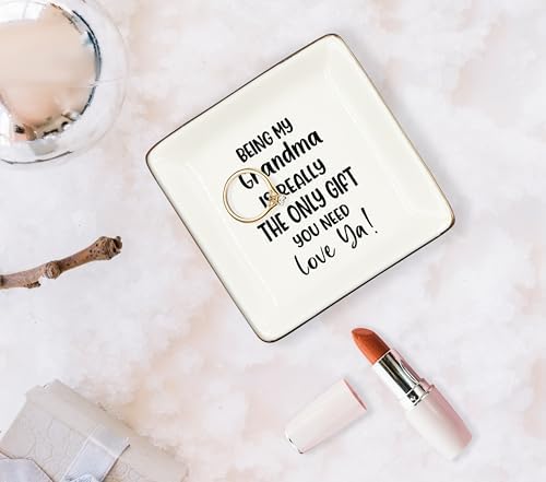 WODMIS Grandma Gifts Ceramic Jewelry Tray Dish, Grandma Gift for Mother's Day from Grandkids Jewelry Plate Ring Trinket Dish, Grandmother Gifts from Granddaughter Grandson - Image 2