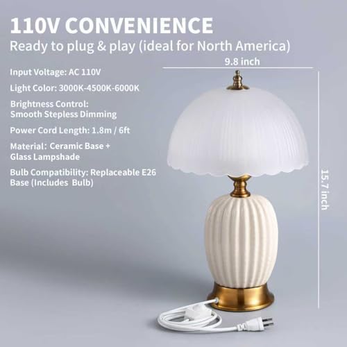 Vintage White Ceramic Cactus Small Table Lamp for Bedroom - Image 3
