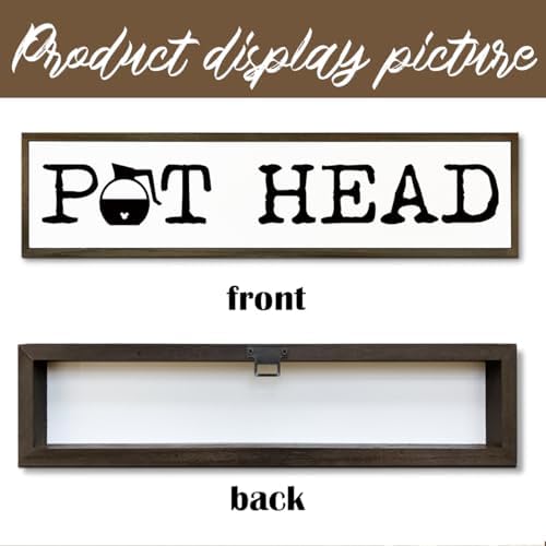 Coffee Decor Sign, Country Farmhouse Wooden Hanging Signs, Coffees Lover Home Decor, Kitchen Decors for Tabletop Shelf, Coffee Station Decors, Pot Head Sign, 17.8x4x1.2 inches - Image 3