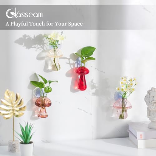 Glasseam Window Plant Propagation Station: 4Pcs Glass Hanging Mushroom Vase - Image 4