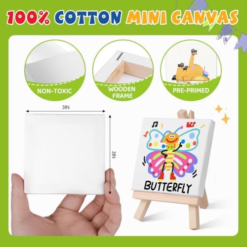 ESRICH 36 Set Mini Canvas Painting Kit, 3x3in Mini Paint Set - Image 4