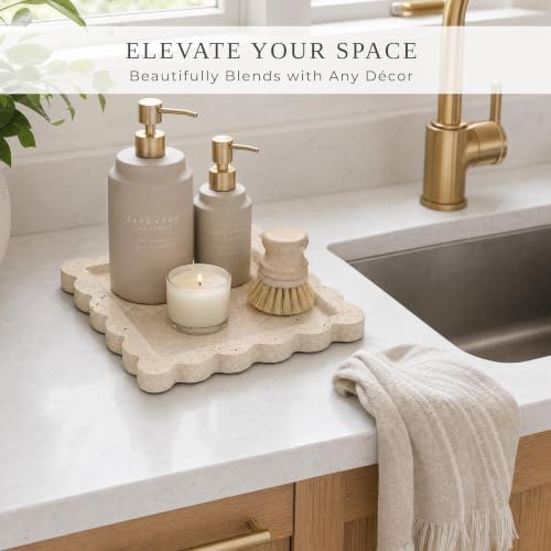 Decorative Scalloped Tray - Travertine Stone Inspired Jewelry Tray - Image 3