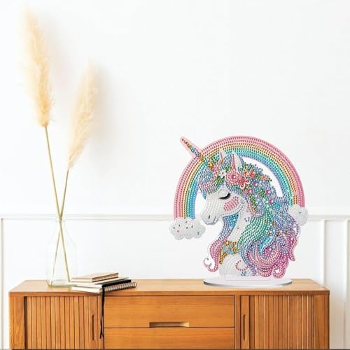 Diamond Painting Kits for Adults Beginners, 5D Full Drill Rainbow Pony Crystal Art Desktop Ornament, DIY Single Sided Home Office Desk Decor, Creative Craft Gift Set with Tools - Image 4