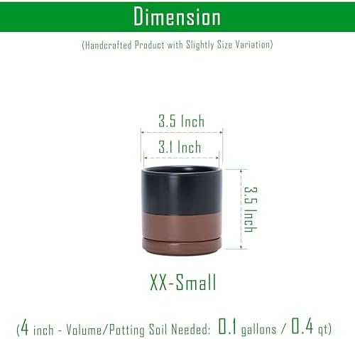 D'vine Dev 3.5 Inch Ceramic Planter Pot, Black/Tan, 94-O-A-7 - Image 2