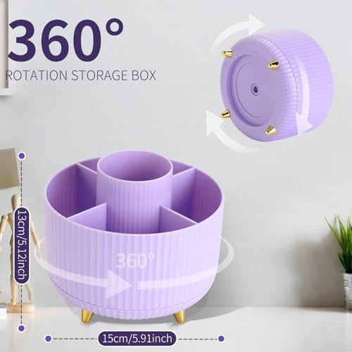 Camelmother 360°Rotating Pen&Pencil Holder For Desk With 5Slots Cute Office - Image 2
