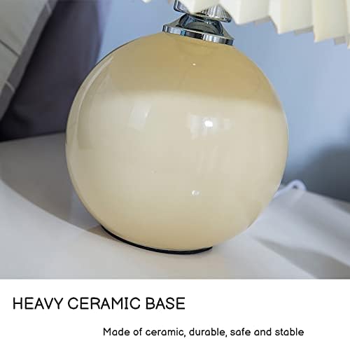 Meefad Modern Pleated Small Table Lamp Aesthetic Cute Night Light in Beige - Image 6