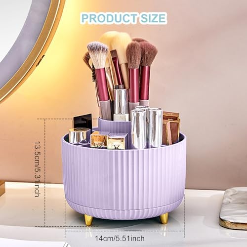 Cayxenful Pencil Holder For Desk,5 Slots 360°Degree Rotating Desk Organizers And Accessories,Desktop Storage Stationery Supplies Organizer, Cute Pencil Cup Pot For Office, School, Home (I-Purple) - Image 4