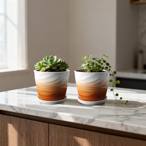 5 Inch Ceramic Plant Pot(5.5 in Diameter, 4 Pack) - Image 5