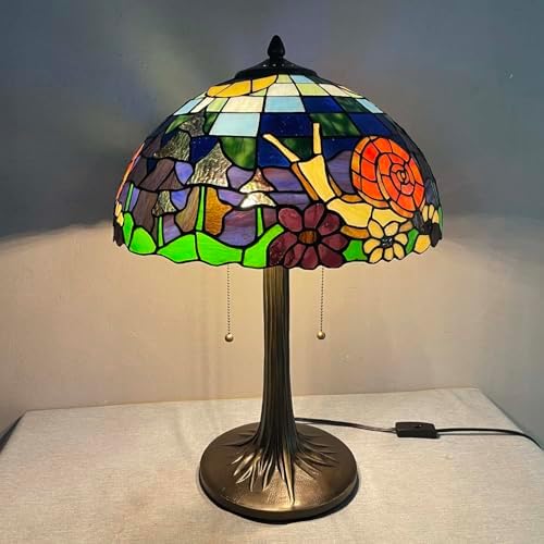 Bieye L13007 Land Snail Tiffany Style Stained Glass Table Lamp, 16Wx23H - Image 2