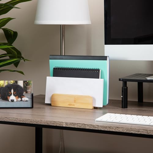 Mind Reader 3-Tier Mail Sorter, Desktop Organizer, Mail Organizer, Modern, Office, Bamboo, 6.75"L x 4"W x 4.25"H, Brown - Image 6