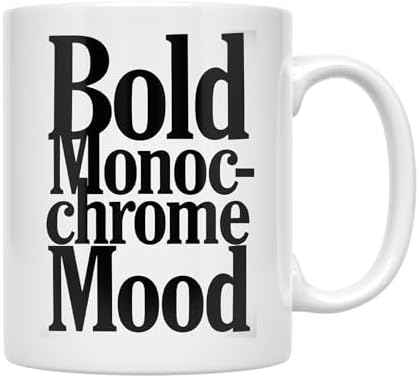 Monochrome Aesthetic Coffee Mug - Bold Monochrome Mood Design - 11 oz White Ceramic - Elegant Minimalist Style - Image 2