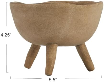 Creative Co-Op Boho Terracotta Footed Planter with Organic Edge, Matte Taupe - Image 3