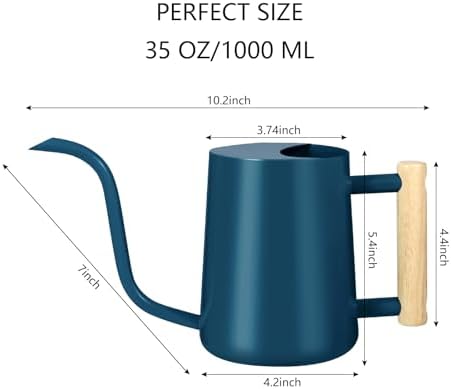 Watering Can Indoor Plants, 35oz Small Stainless Steel Metal Watering Can Modern Decorative Watering Pot with Long Spout for Indoor House Plant Bonsai Garden Flowers (Dark Blue) - Image 3